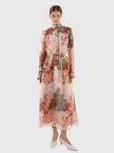 Iris Bell Sleeve Shirt Dress - Pink & Green Floral