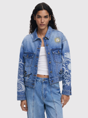 25WWED07 Denim Jacket with Embroidery - Medium Wash