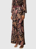 Adele Linen Viscose Belted Printed Pant - Dark Tropique