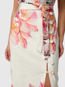 Adria Linen Viscose Button Printed Midi Skirt - Nautilus Bloom