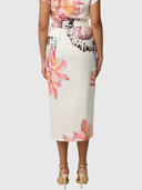 Adria Linen Viscose Button Printed Midi Skirt - Nautilus Bloom
