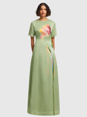 Alice Short - Sleeve Maxi Dress Tulip Print In Green