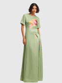 Alice Short - Sleeve Maxi Dress Tulip Print In Green