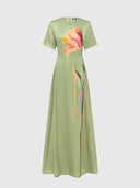 Alice Short - Sleeve Maxi Dress Tulip Print In Green