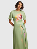 Alice Short - Sleeve Maxi Dress Tulip Print In Green