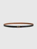 Double Sided Monogram 1.5cm Belt – Black/Tan/Gold