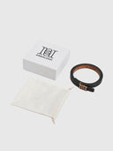 Double Sided Monogram 1.5cm Belt – Black/Tan/Gold