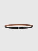 Double Sided Monogram 1.5cm Belt – Black/Tan/Silver