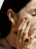 Arcen Earring – Gold with Red Agate