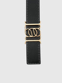 Double Sided Monogram Belt – Black/Tan/Gold