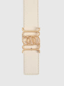 Double Sided Monogram Belt – White/Brown/Gold