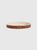 Double Sided Monogram Belt – White/Brown/Gold