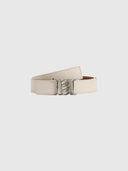 Double Sided Monogram Belt – White/Brown/Silver