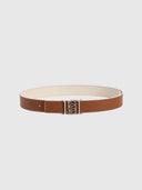 Double Sided Monogram Belt – White/Brown/Silver