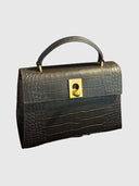 Marie 22 Handbag – Chocolate Croc Embossed Leather & Gold Hardware