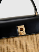 Marie 28 Haute Rattan – Black Leather & Gold Hardware