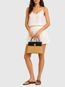 Marie 28 Haute Rattan – Black Leather & Gold Hardware