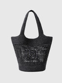 Palma Raffia Tote – Black