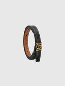 Double Sided Monogram 1.5cm Belt – Black/Tan/Gold
