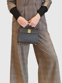 Marie 22 Handbag – Chocolate Croc Embossed Leather & Gold Hardware