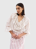 Ellery Blouse - Antique Bark Stripe