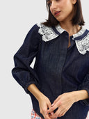 Lyana Blouse - Indigo Denim Lace