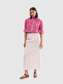 Leonie Blouse - Poppy Bark Stripe