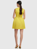 Bree V Neck Embroidery Mini Dress - Mustard