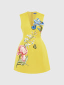 Bree V Neck Embroidery Mini Dress - Mustard