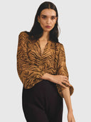 Camille Sheer Viscose Draped Collar Blouse - Exotica