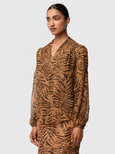 Camille Sheer Viscose Draped Collar Blouse - Exotica