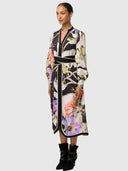 Camille Viscose Faille Curved Hem Dress - Tangled Blossom