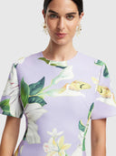 Caroline Short - Sleeve Midi Dress Lily Blossom Print In Lilac
