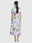 Caroline Short - Sleeve Midi Dress Lily Blossom Print In Lilac
