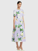 Caroline Short - Sleeve Midi Dress Lily Blossom Print In Lilac