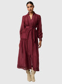 Cascadian Cotton Silk Maxi Dress - Bordeaux