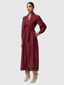 Cascadian Cotton Silk Maxi Dress - Bordeaux