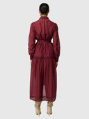 Cascadian Cotton Silk Maxi Dress - Bordeaux