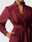 Cascadian Cotton Silk Maxi Dress - Bordeaux