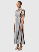 Cattleya Linen Viscose Smock Maxi Dress - Iridescent Stripe