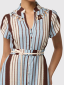 Cattleya Linen Viscose Smock Maxi Dress - Iridescent Stripe