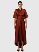 Clarion Bell Sleeve Maxi - Terra Rosa Satin