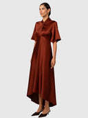 Clarion Bell Sleeve Maxi - Terra Rosa Satin