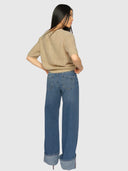 Dara Turn Up Jeans – Mid Blue