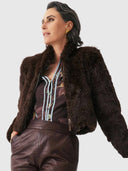 Dawn Faux Fur Cropped Jacket - Walnut