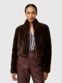 Dawn Faux Fur Cropped Jacket - Walnut