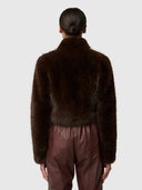 Dawn Faux Fur Cropped Jacket - Walnut