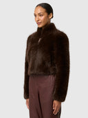 Dawn Faux Fur Cropped Jacket - Walnut