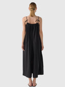 Delphine Dress - Black Cotton Tencel