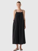 Delphine Dress - Black Cotton Tencel
